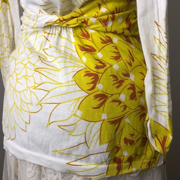 Anthropologie Sparrow White Yellow Floral Print Lightweight Cardigan Size S - Picture 10 of 13